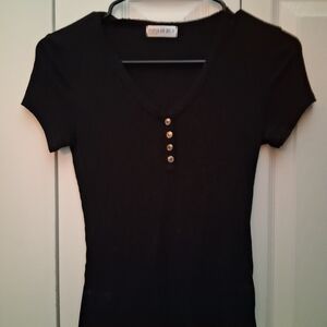 Chic Black V-Neck Top by